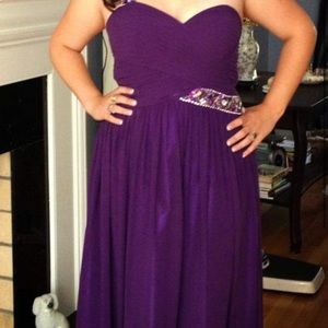 Prom Dress Purple Gown with Jewel detail